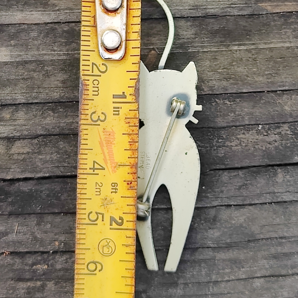 😺 Vintage Beau Sterling Cat Brooch - Picture 5 of 5